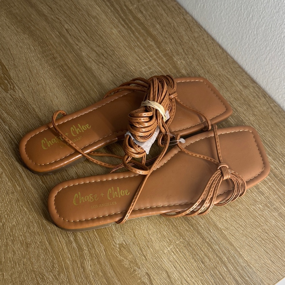 Chase + Chloe Women's Brown Strappy Sandals